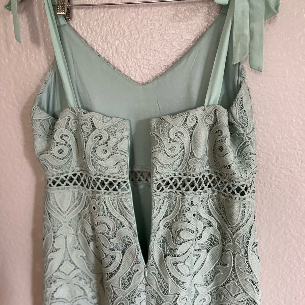 Won Your Heart Sage Green Lace Tie-Strap High-Low Midi Dress - Picture 5 of 9